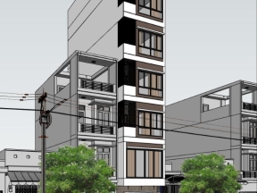 Model file phối cảnh mẫu nhà phố 7 tầng 4x13.7m