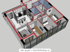 Model file sketchup, cad thiết kế nội thất căn hộ chung cư Phú Mỹ Hưng