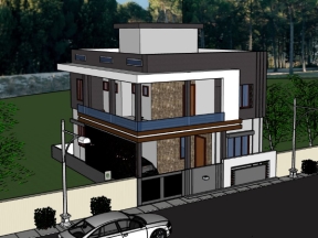 Model file su nhà phố 2 tầng đẹp mới