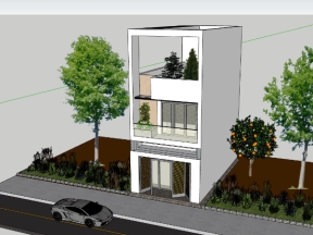 Model mẫu nhà ở phố 2 tầng 1 tum diện tích xây dựng 5x9.9m