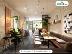 Model max thiết kế nội thất quán cafe đẹp hiện đại