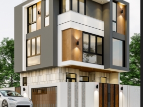 Model nhà 2 mặt tiền góc phố 8x9m