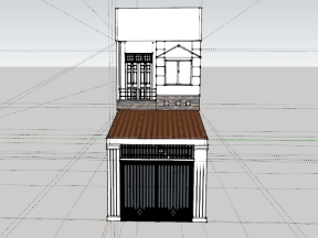 Model nhà 2 tầng, lệch tầng 1 kích thước 4x19.5m