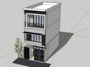 Model Nhà phố 3 tầng 5x12.6m file sketchup