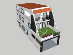 Model nhà phố 3 tầng 7.15x19.7m