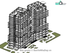 Model revit 2014 thiết kế chung cư đôi 20 tầng kèm 1 tầng hầm miễn phí