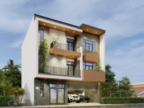 Model revit 3 tầng phong cách hiện đại