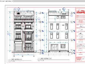 Model Revit full kiến trúc nhà phố 4 tầng kích thước 7.5x20.5m