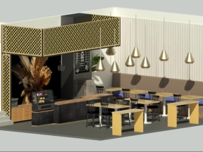 Model revit kiến trúc và nội thất quán cà phê