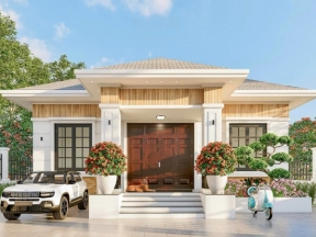 Model revit mẫu nhà vườn mái Nhật 1 tầng 11x14.5m