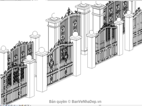 Model revit mẫu thư viện mẫu cửa sắt cổng