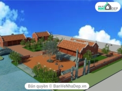 Model Revit thiết kế đền xóm tây - tỉnh Hà Nam