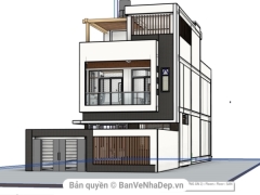 Model revit thiết kế nhà ở 2 tầng 1 tum kích thước 7x18m