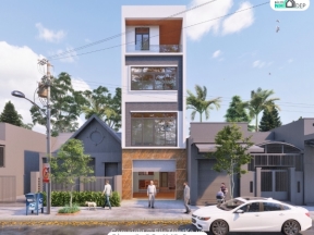 Model revit thiết kế nhà ở phố kiểu mới 4 tầng diện tích thiết kế 5x9m