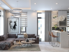 Model sketchup 2019+vray 4.0 nội thất khách + bếp đầy đủ setting
