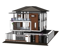 Model sketchup biệt thự 3 tầng 11.3x12.3m