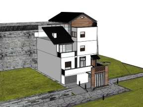 Model sketchup biệt thự 4 tầng 9.7x13.6m