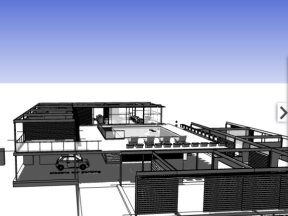 Model sketchup dựng nhà biệt thự ven biển có bể bơi trong nhà