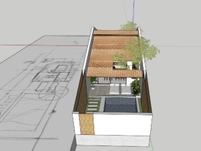 Model sketchup homestay 5x20m