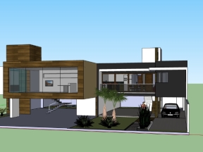 Model sketchup mẫu biệt thự 2 tầng 21x17m model sketchup