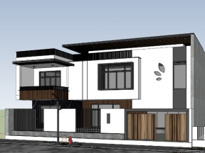 Model sketchup mẫu biệt thự 2 tầng 8.5x19.5m