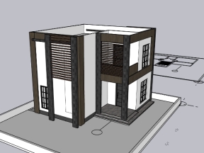 Model sketchup mẫu nhà phố 2 tầng 10.1x10.3m