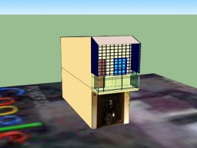 Model sketchup mẫu nhà phố 2 tầng 3.7x10.2m