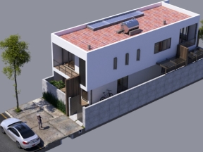 Model sketchup mẫu nhà phố 2 tầng 6x17.6m