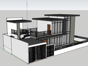 Model sketchup mẫu nhà phố 2 tầng sang trọng