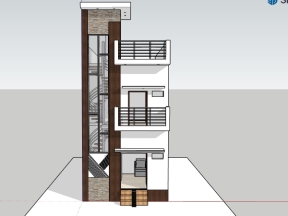 Model sketchup mẫu nhà phố 2 tầng sang trọng đẹp mắt