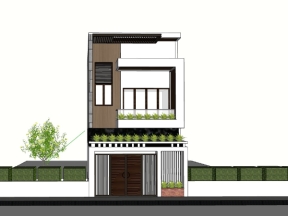 Model sketchup mẫu nhà phố 2.5 tầng 7.55x19.8m
