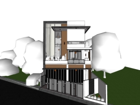 Model sketchup mẫu nhà phố 3 tầng 10.3x16.5m