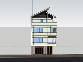 Model sketchup mẫu nhà phố 4 tầng 7.6x12m