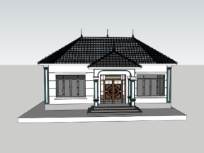 Model sketchup nhà 1 tầng 9.1x13m