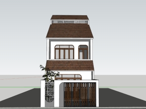 Model sketchup nhà 2 tầng 5.2x26.5m