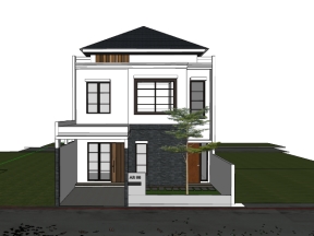 Model sketchup nhà 2 tầng 8x16.1m