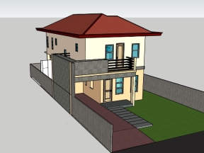 Model sketchup nhà 2 tầng KT 6.2x13.9m