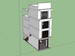 Model sketchup nhà 4 tầng kích thước 5x12.6m