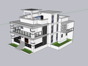 Model sketchup nhà biệt thự 2 tầng 14.4x16m