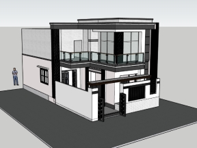 Model sketchup nhà biệt thự 2 tầng 6.5x12.2m