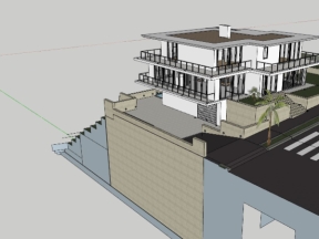 Model sketchup nhà biệt thự 3 tầng đẹp 16.3x14.5m
