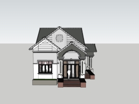 Model sketchup nhà cấp 4 mái thái 8.1x20m