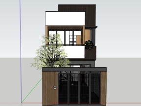 Model sketchup nhà dân 2 tầng 5x20m
