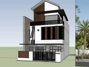 Model sketchup nhà dân 3 tầng 10x19.5m