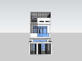 Model sketchup nhà dân 3 tầng 5.5x23.4m