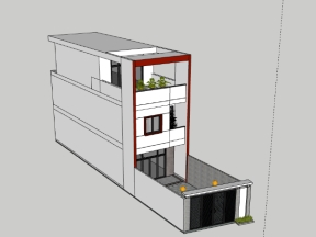 Model sketchup nhà dân 3 tầng 5x15.7m