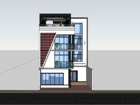 Model sketchup nhà dân 4 tầng 9.4x14m