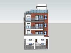 Model sketchup nhà dân 4 tầng 9x20m