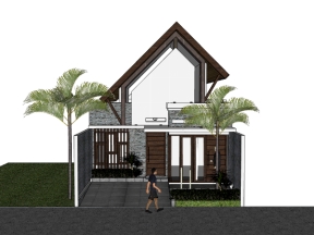 Model sketchup nhà gác lửng 7x12m