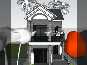 Model sketchup nhà ở 2 tầng 6.7x13.4m